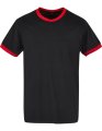 Ringer T-shirt Build Your Brand Basic BB022 zwart-city red